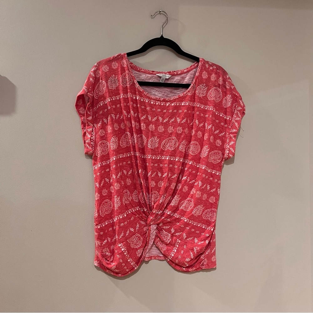 Lucky Brand Pink Tie Front Boho Top